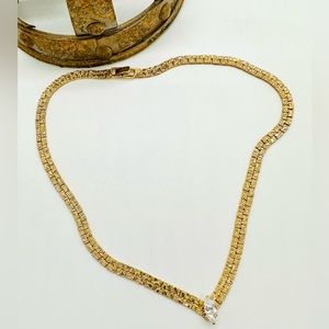 Vintage V Crystal Necklace